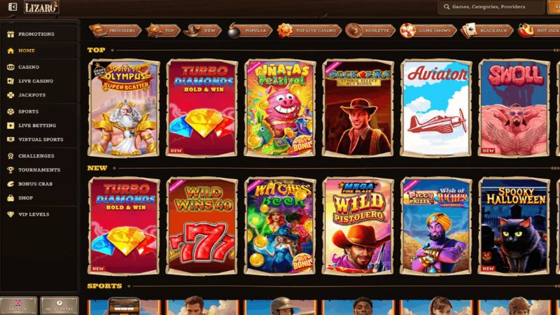 Lizaro Casino bonus and promotions interface